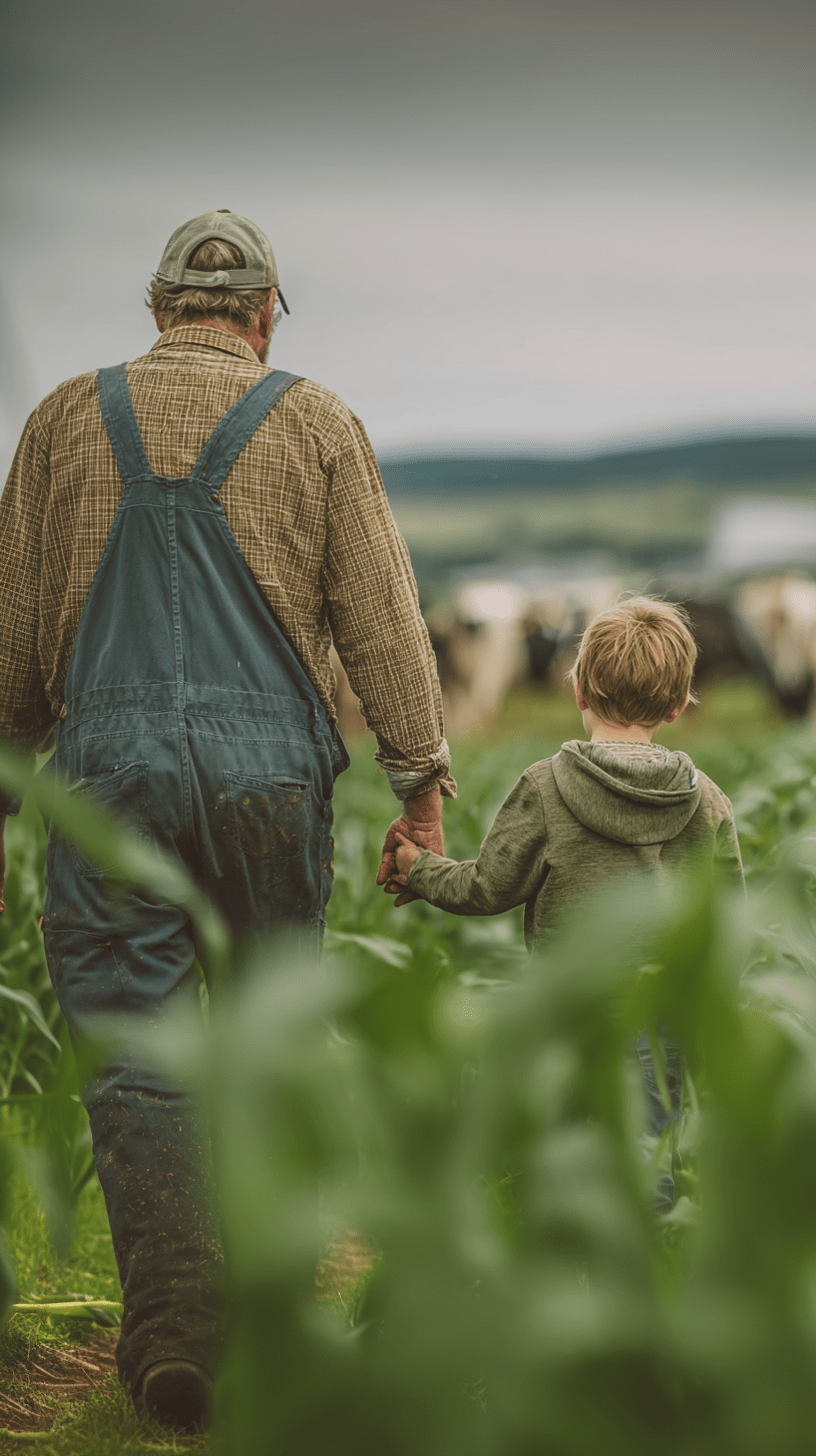 Landmand med barnebarn