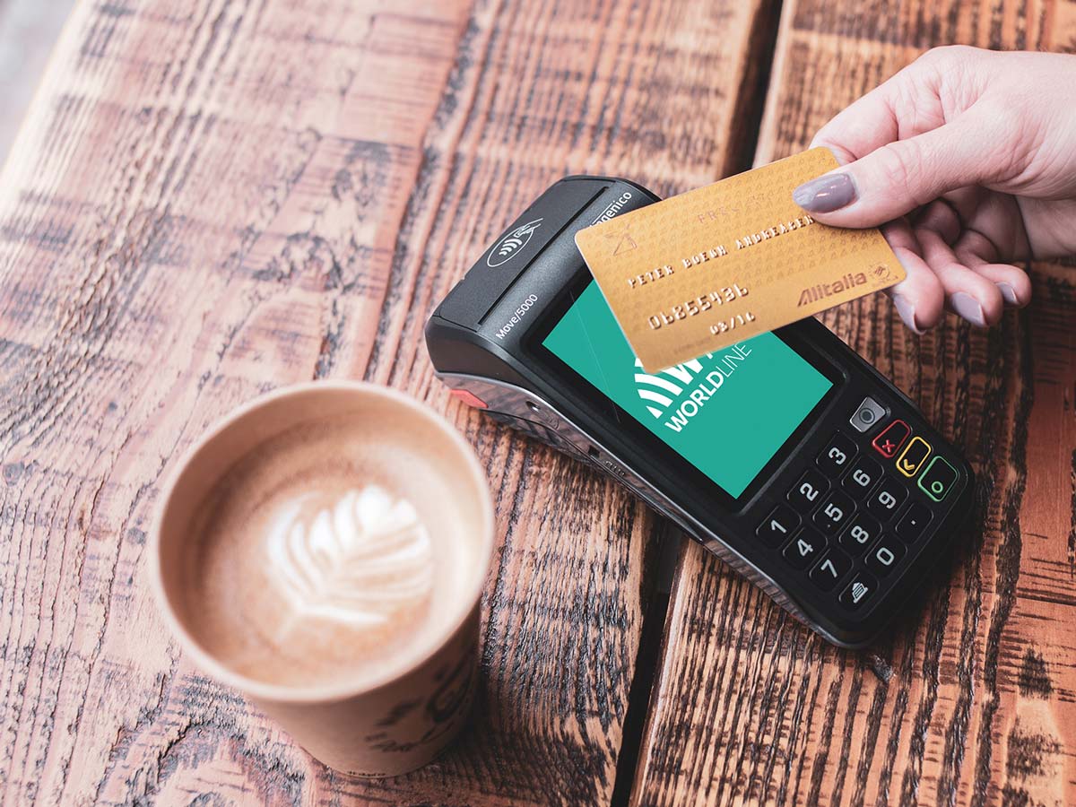 Worldline betalingsautomat på kaffebar