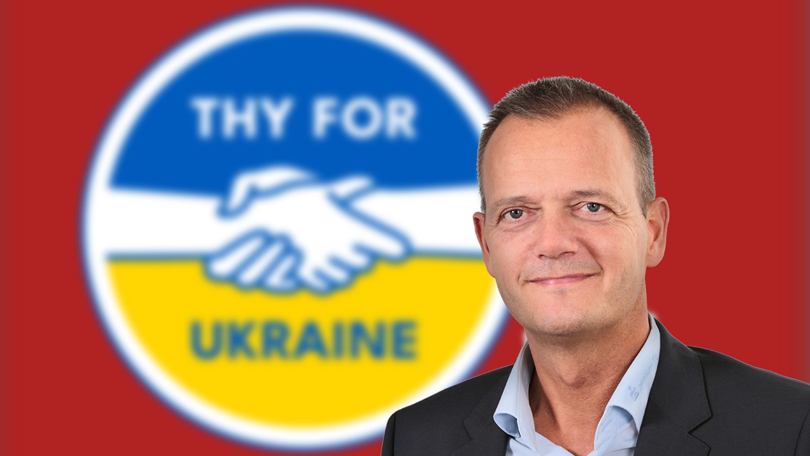 Direktør Ole Beith, og logoet for Thy for Ukraine